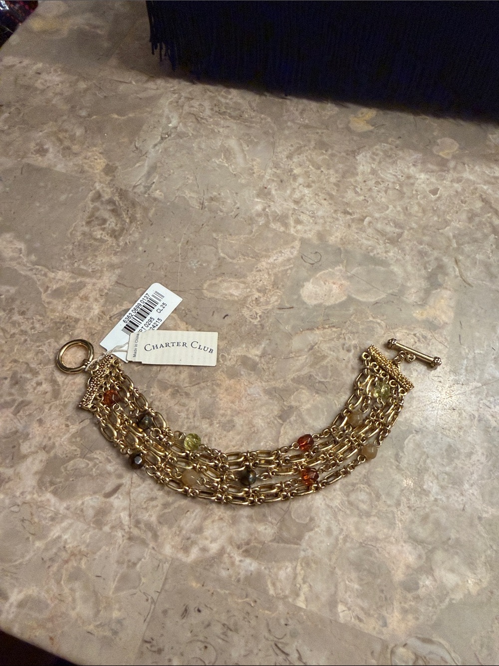 NWT Charter Club go to multi Link bracelet with toggle closure and faceted beads
